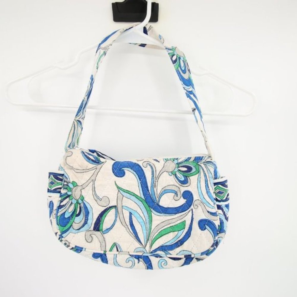 Vera Bradley Mediterranean White Mini Vegan Quilted Satchel Hobo Shoulder Bag